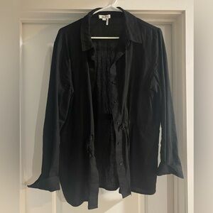 DKNY Elegant Black Long-Sleeve Blouse